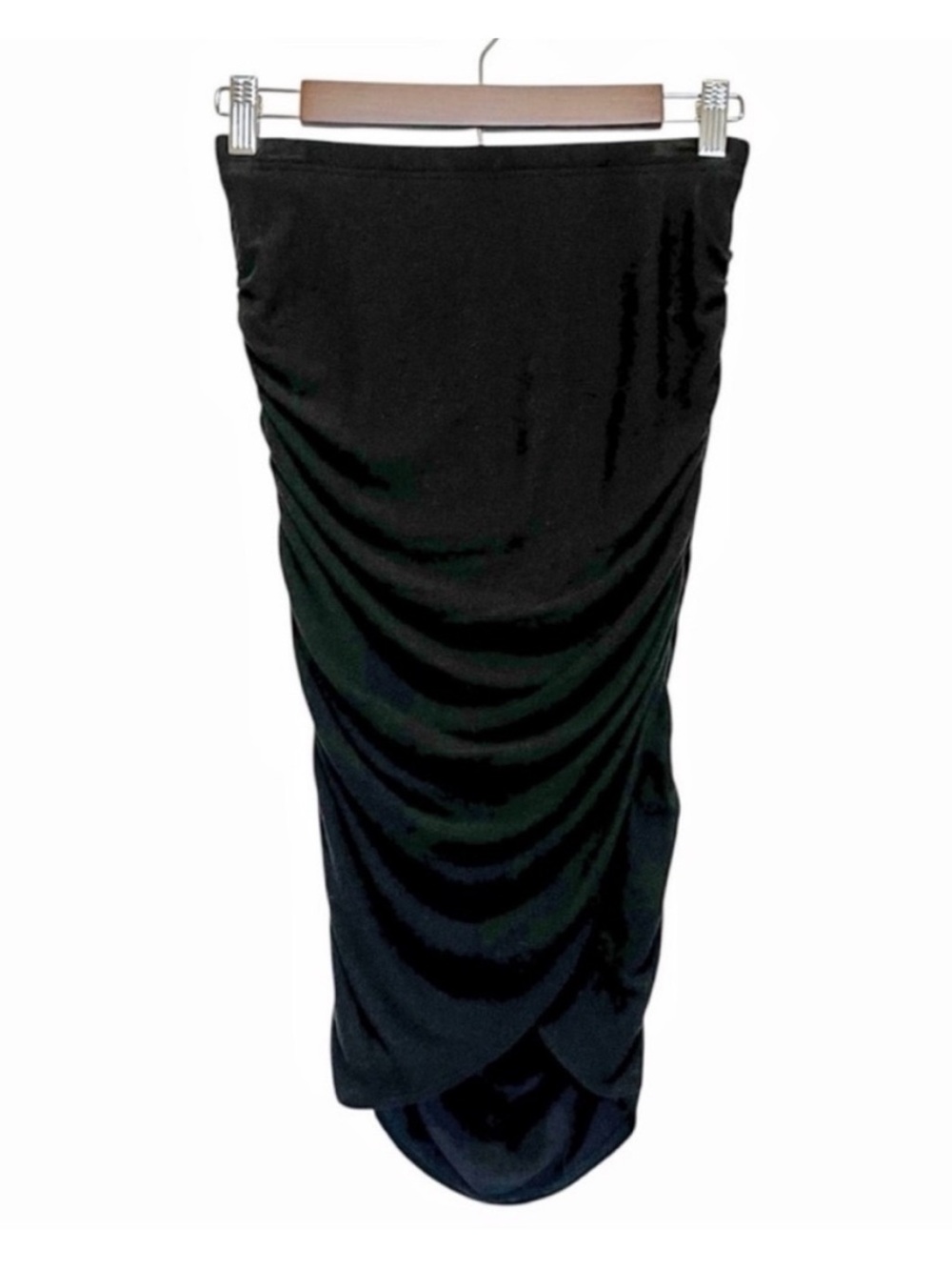 Midi Skirt Tencel Lyocell Knit Ruched Black Size XS Stem Brand